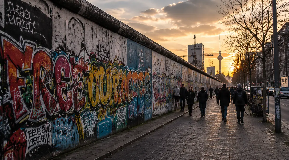 Berlin Duvarı East Side Gallery gün batımı