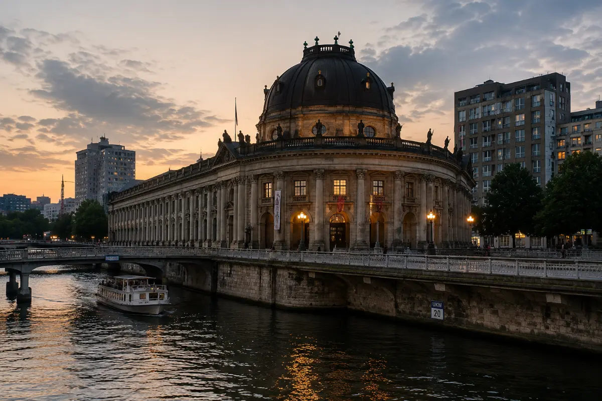 Bode Müzesi Spree nehri Berlin gün batımı