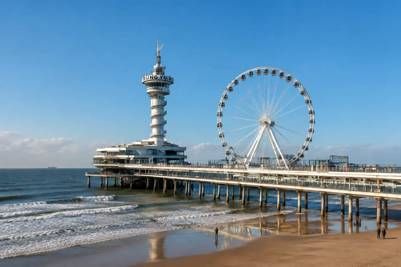 Scheveningen İskelesi, dev dönme dolabı ve bungy kulesiyle