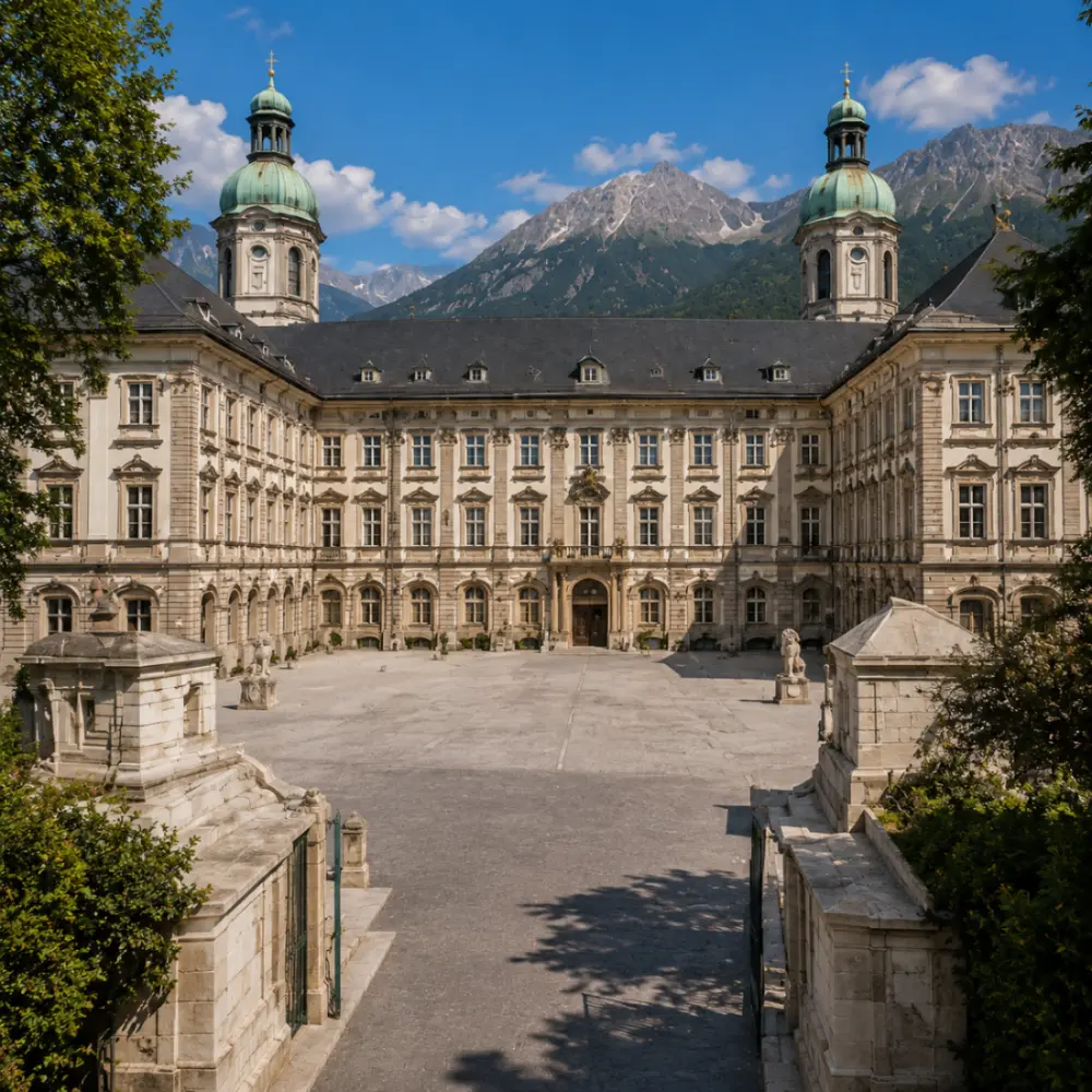 Innsbruck Hofburg sarayı avlusu Alpler