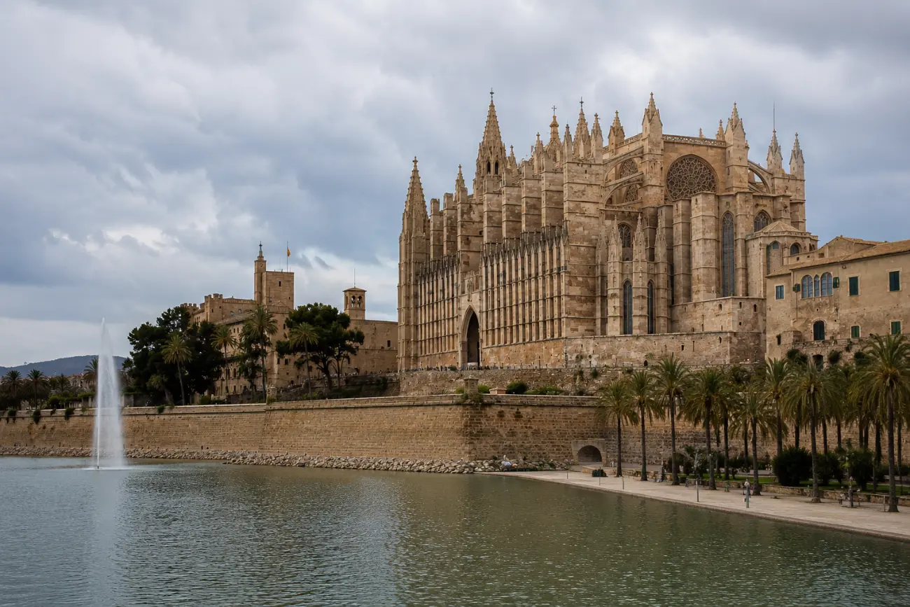 La Seu, Palma Katedrali'nin deniz kıyısından görünümü