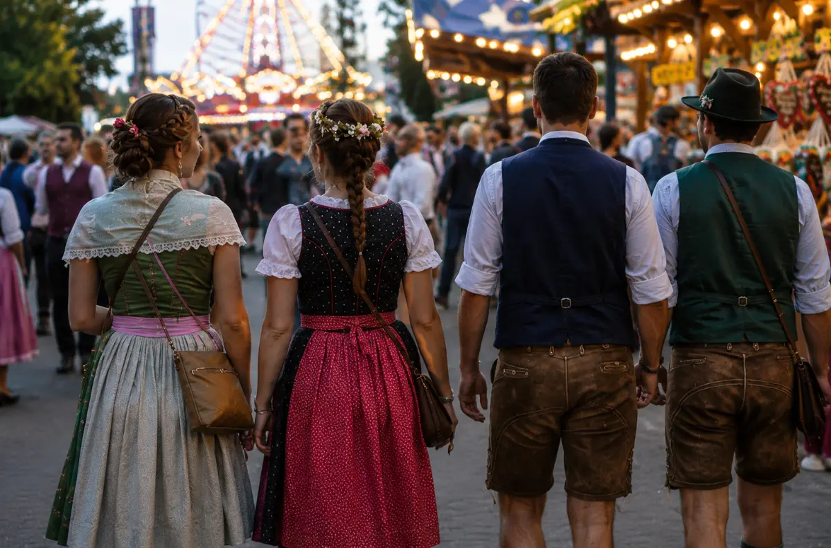 Oktoberfest dirndl lederhosen geleneksel kıyafet