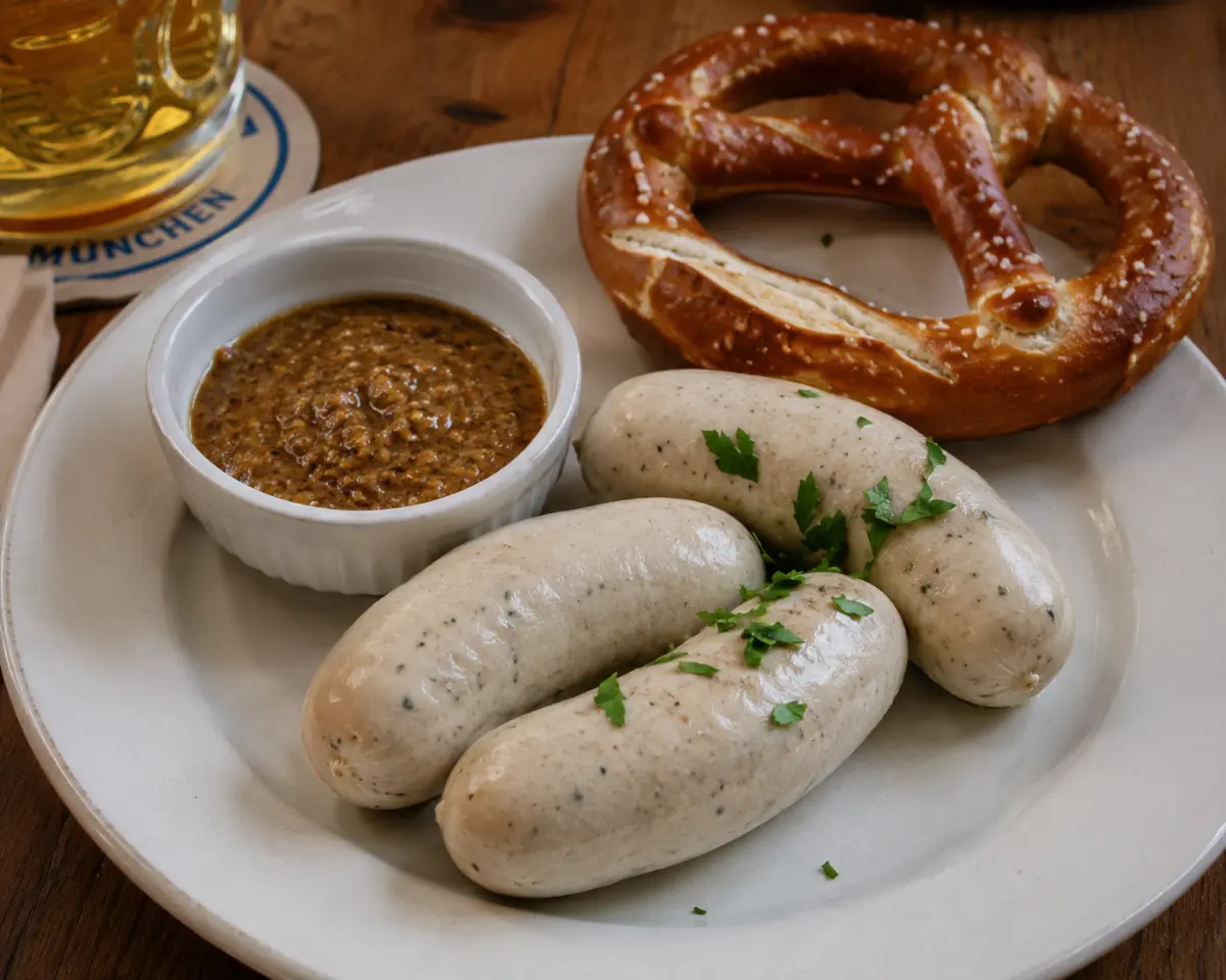 Weisswurst beyaz sosis tatlı hardal brezel