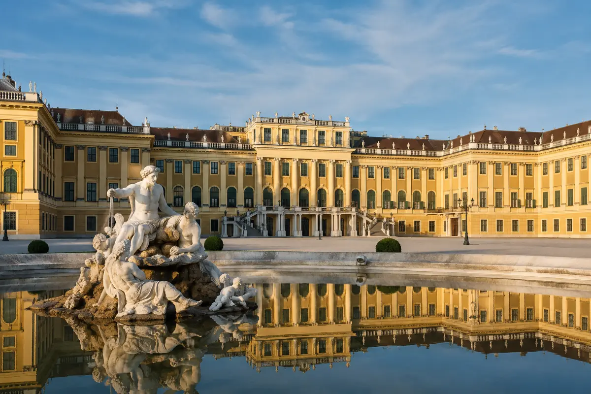 Schönbrunn Sarayı havuz ve heykel