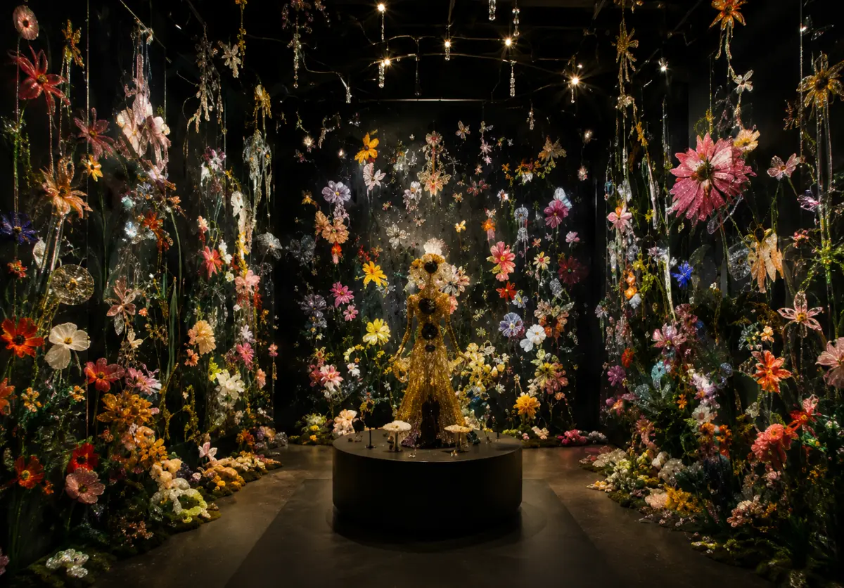 Swarovski çiçek enstalasyonu odası