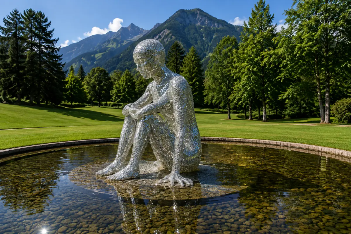 Swarovski kristal insan heykeli Tirol bahçe